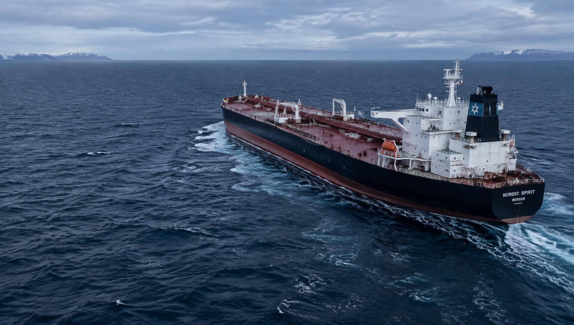 Crude oil tanker under way in Nordic waters